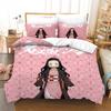 Anime Demon Slayer Bedding Set Nezuko Kamado Duvet Cover Comforter Bed Linen Single Twin Full Queen Size 3d Kids Girl Boys Gift