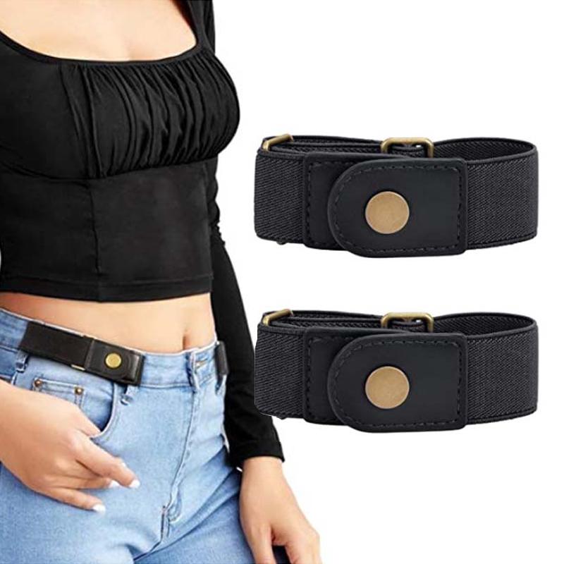 2 Stück Gürtel ohne Schnalle für Herren und Damen, Verstellbarer Stretchgürtel ohne Schnalle für Damen, Unsichtbarer Seitengürtel, Gürtel ohne Schnalle