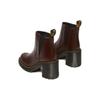 Dr. Martens Leather Round Toe Chunky Heel Short Chelsea Boots Women Boots Dark-Brown 31756201