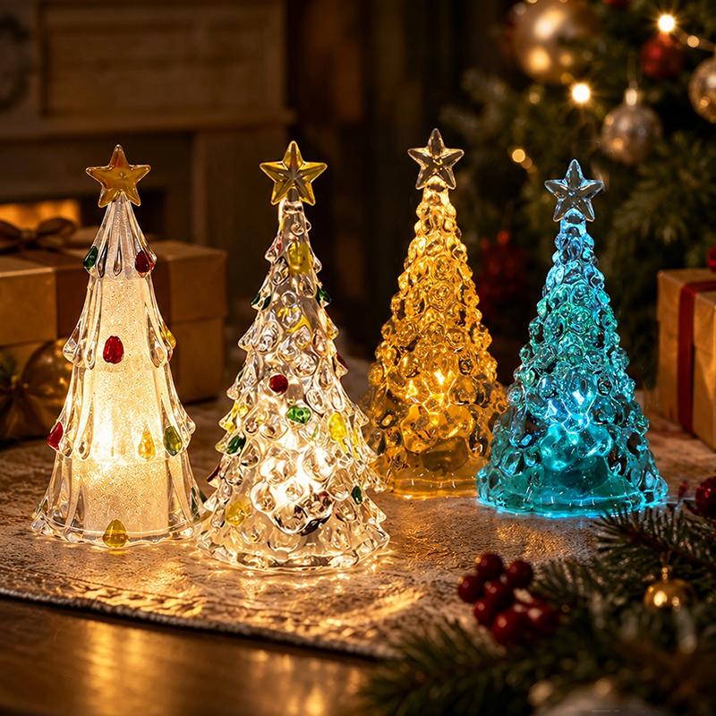 Crystal Christmas Tree Night Light Christmas Desktop Ornament Xmas Tree Lamp Christmas Gift Glow In The Dark Home Decor