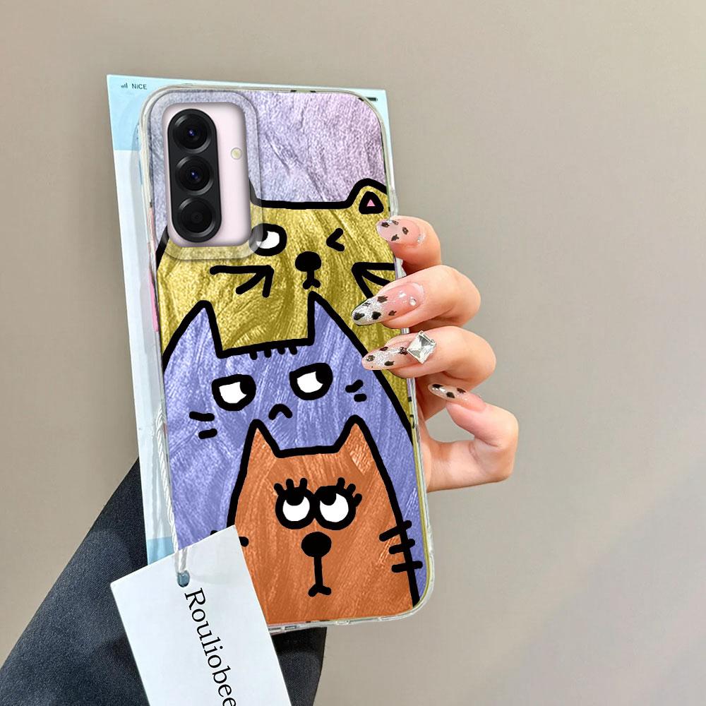MultMultiple ones Gradient Colored Cat Phone Cases For Samsung Galxy A56 A26 A36 A16 A55 A35 A15 A25 S25 Silicone Couple Cover