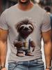 26 Großes Herren 3D-Druck Faultier Cartoon Muster Kurzarm T-Shirt Übergröße Unisex T-Shirt