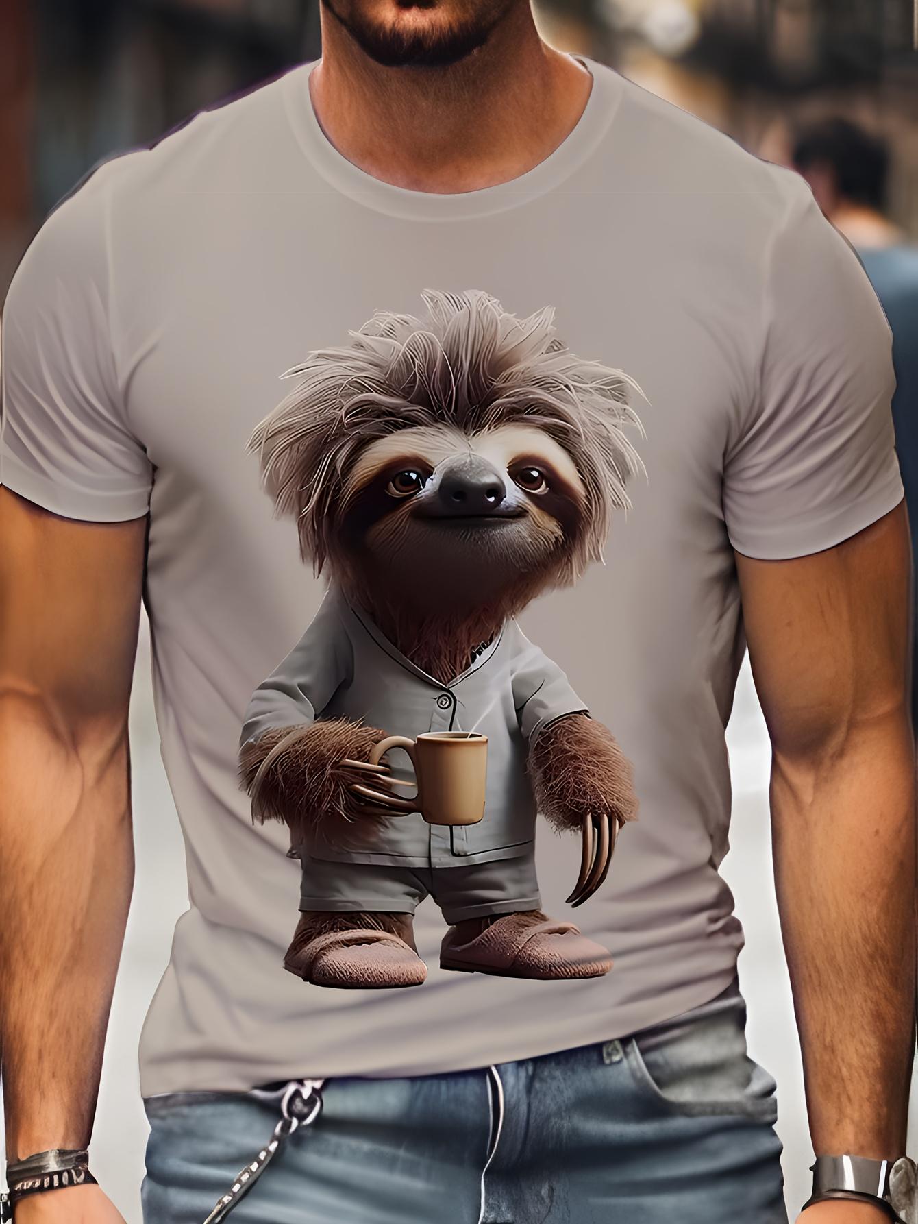 

26 Large Men S 3D Printed Sloth Cartoon Pattern Short Sleeved T-Shirt Plus Size Unisex T-Shirt XXXXL