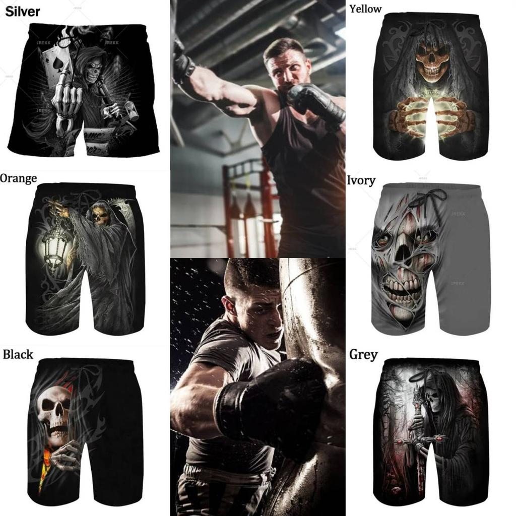 Skull Ghost Skeleton Horror Dark Boxing Shorts Pants 3D Print Training Unisex Men Women Quick Dry Fitness Gym Sport Workout Casual Streetwear