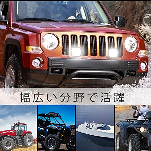 KAWELL 40W LED Motorcycle Fog Lights, Round, Squid Ring Design, Work Light with Daytime Running Light, 12V/24V Universal, IP68 Waterproof, Work Light,