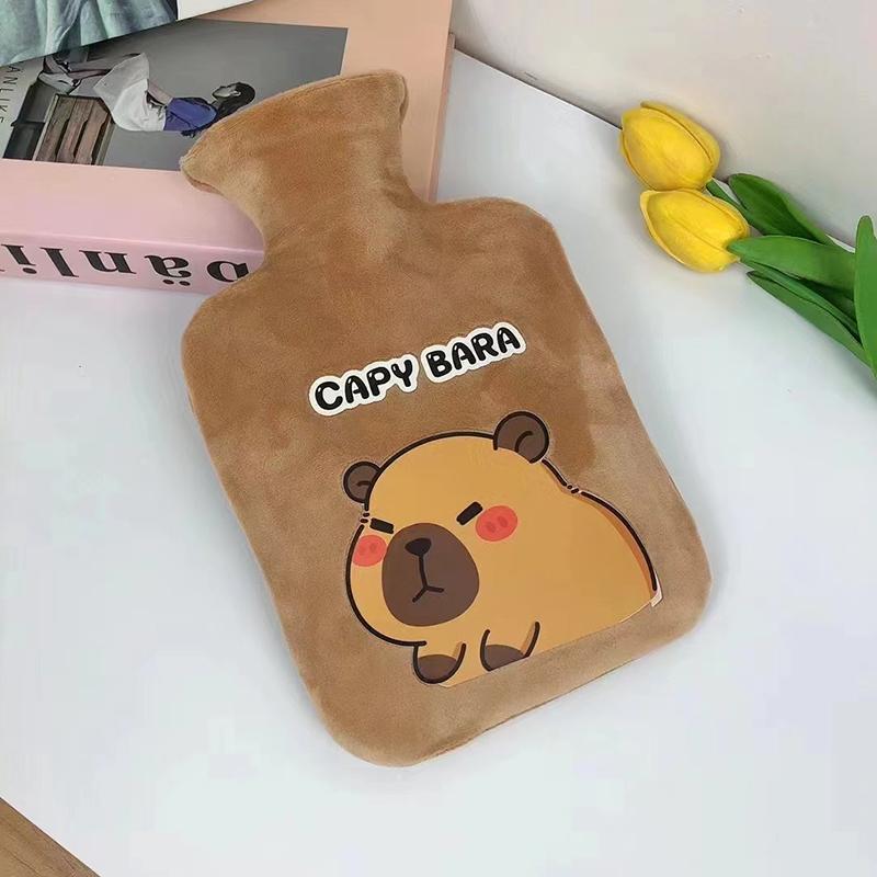 

300Ml Water Bottle Cute Cartoon Capybara Plush Cover Washable Multipurpose Hand Warmer Washable Removable Water Bag as the picture