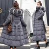 Female Winter Over Knee Loose Large Fur Collar Hooded Warm Thick Parkas Long Down Cotton Plus Size Parkas Coat Women Padded Coat