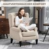 Elegant Wingback Chair, Thickly Padded, Removable Cover, 74 X 87 X 102 Cm, Beige