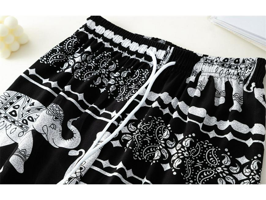 2025 Thai Yoga Pants: Elephant Print, High Waist, Wide Leg, Floor-Length, Summer Style, Hot Selling in Southeast Asia