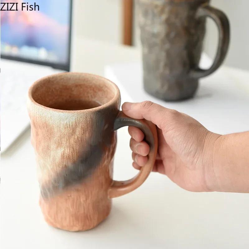 Classical Coloured Mug 620ml Ceramic Cup&saucer Dining Table Coffee Cup Milk Tea Mugs Afternoon Tea Teacup Fruit Juice Container