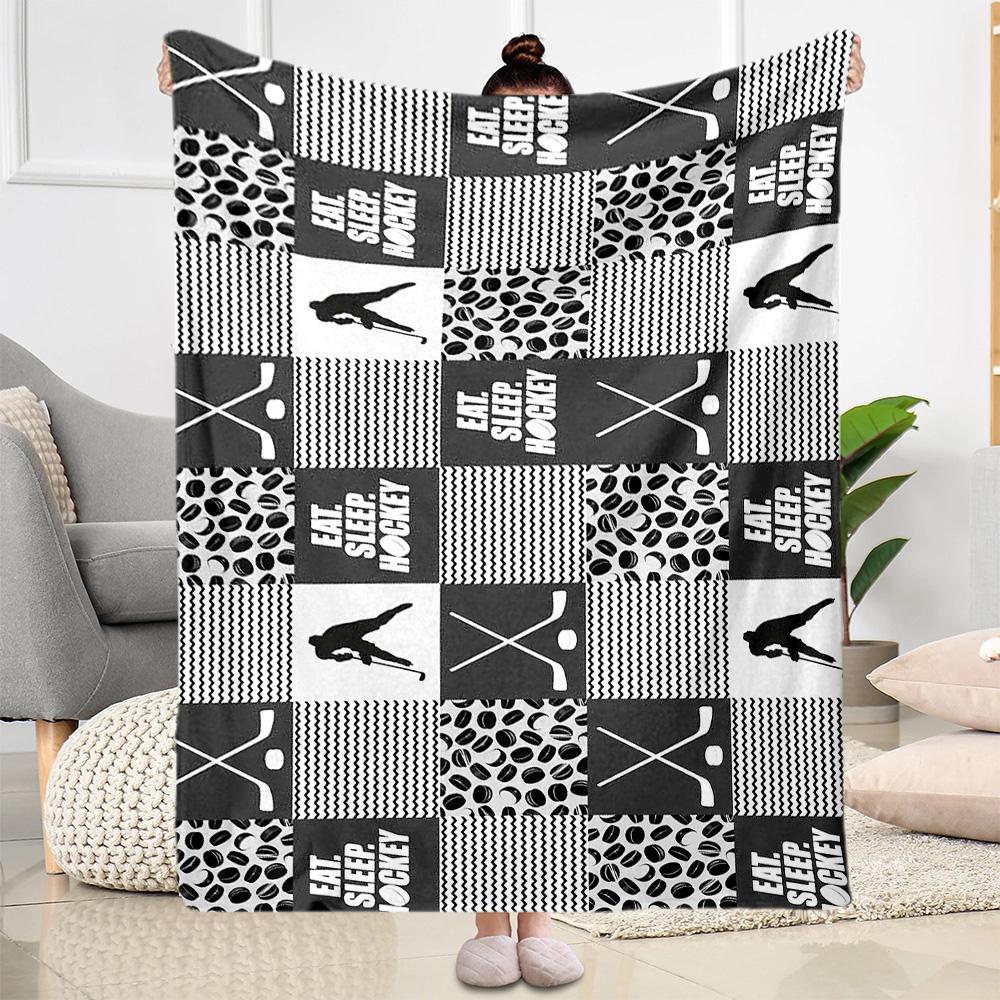 Hockey Blanket Soft & Cozy Great for Office Sofa Chair for All Seasons Playful Design Gift for Travel Home Birthdays