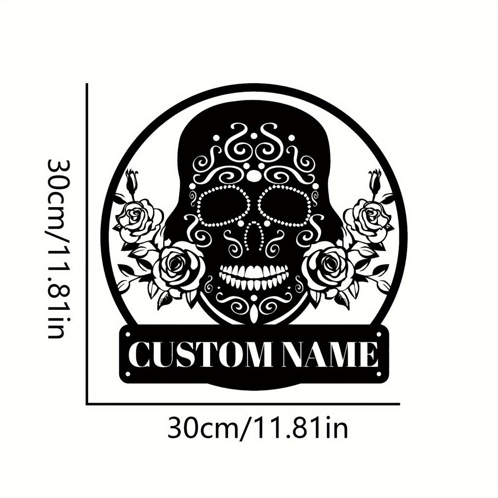 Customizable Skull Metal Sign Surname Outdoor Wall Decor Gift
