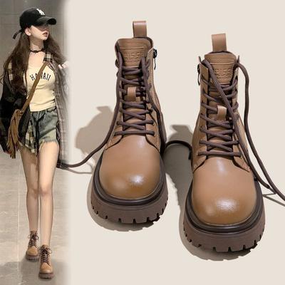 Leather Martin Boots Women's Winter Velvet Platform Women's Boots 2025 New Small British Style Retro Versatile Short Boots