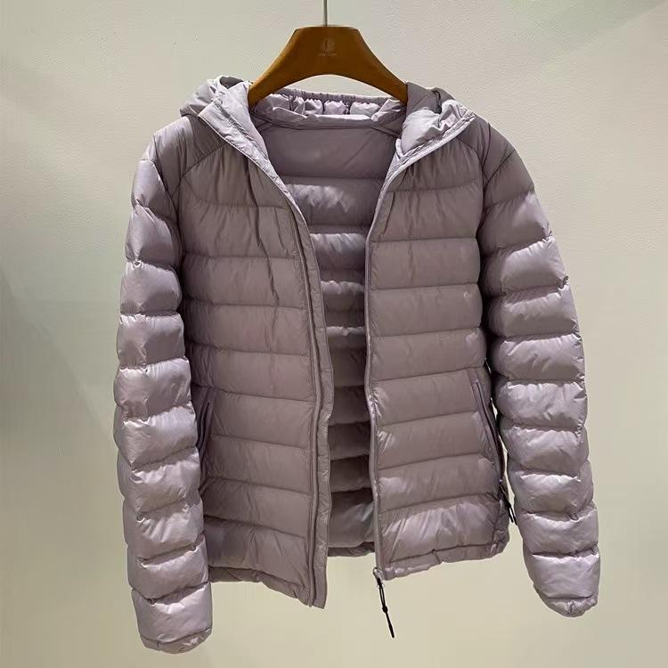Autumn and Winter New Light and Thin Hooded Ribs Down Jacket Women's White Duck Down Short Fashion Warm Jacket
