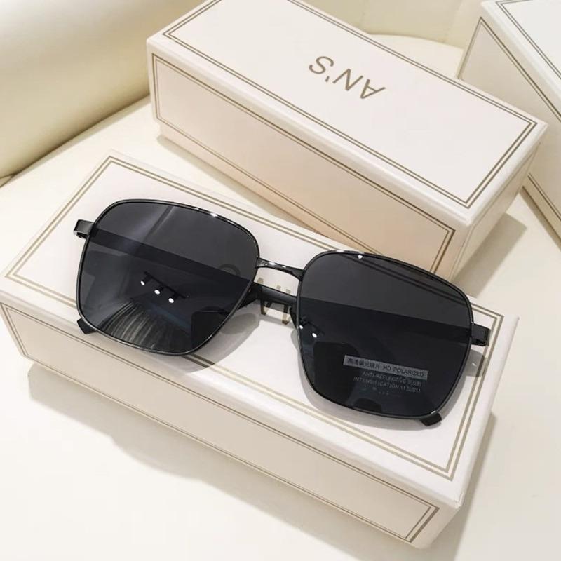 

Неполяризованные модные большие квадратные солнцезащитные очки для женщин и мужчин в классической металлической оправе для бизнеса, вождения, рыбалки чёрный