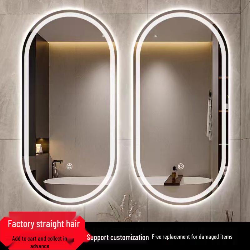Smart Oval Wall-Mounted LED Makeup Vanity Mirror with Touch Screen