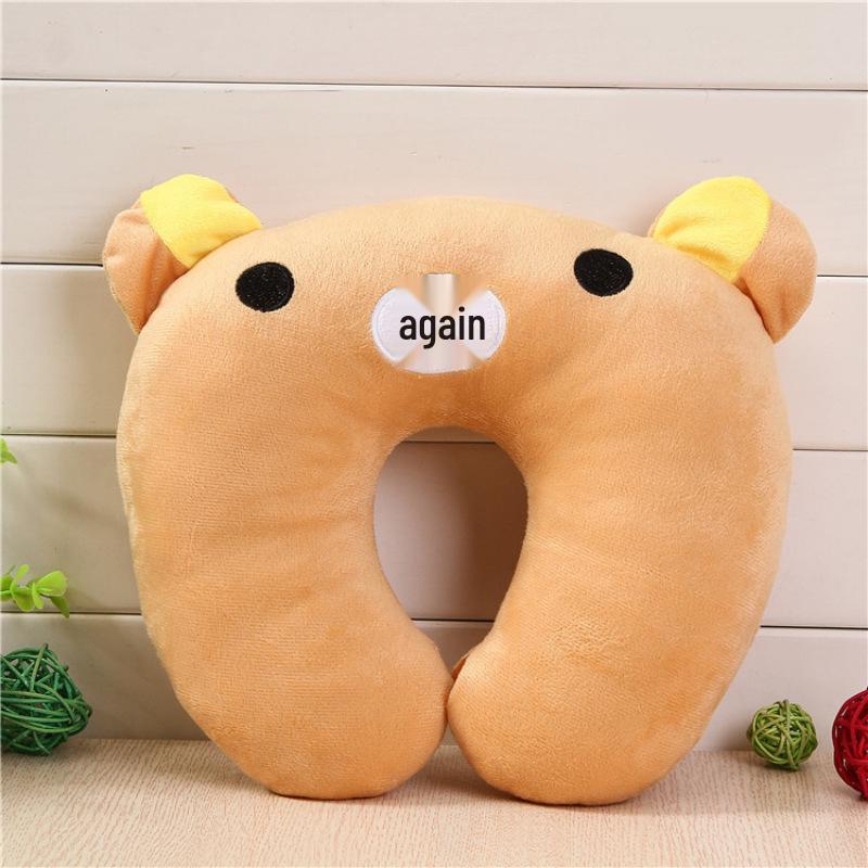 Cute Cartoon Neck Pillow for Travel - U-Shaped Cervical Support for Airplane & Train Nap