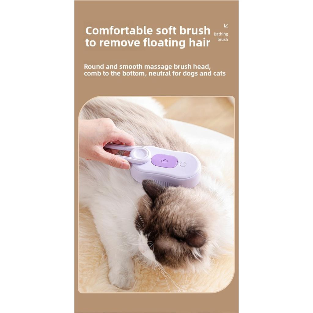 Pet Beauty Brush, Cat Steam Comb with Spray, Automatic Hair Removal Spray and Anti-static USB Charging, Portable Hair Removal Tool