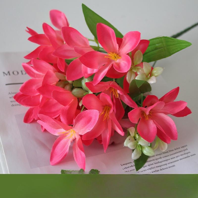 

Прекрасный искусственный мини-букет цветов для домашнего свадебного декора, 18 цветов на 1 штуке 1pc темно-розовый