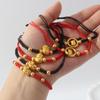 Adjustable Zodiac Goat Braided Bracelet Gold Plated Charm  Braided Rope Bracelet  Chinese Style Beads Womens