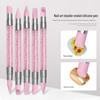 5-Piece Nail Art Tool Set: Double-Ended Silicone Pen for Carving, Embossing & Smudging with Rhinestone Handle