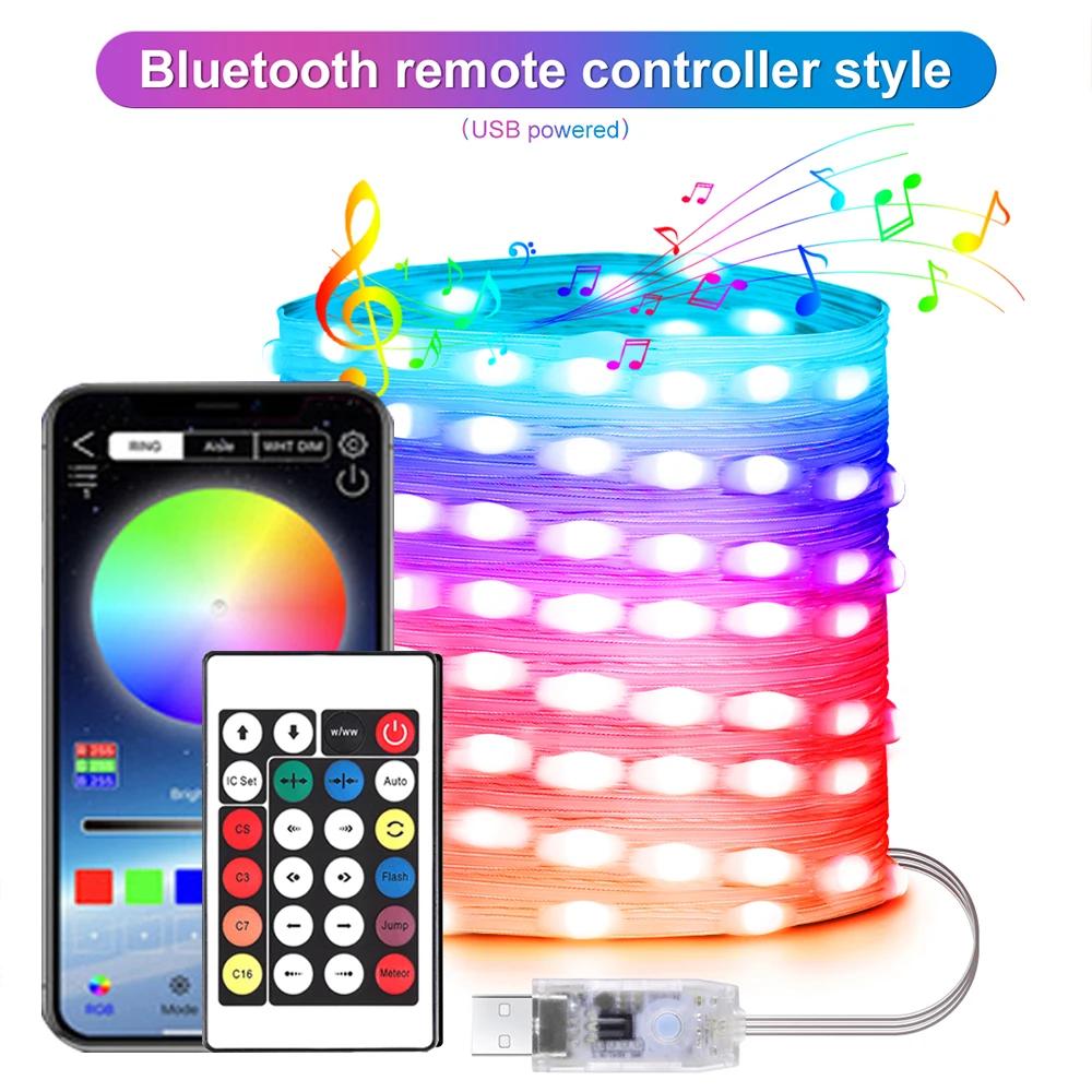 

String LED Bluetooth Fairy Lights Dreamcolor RGB DIY Party Christmas Tree Lights Wedding Decor Garland USB Lamp
