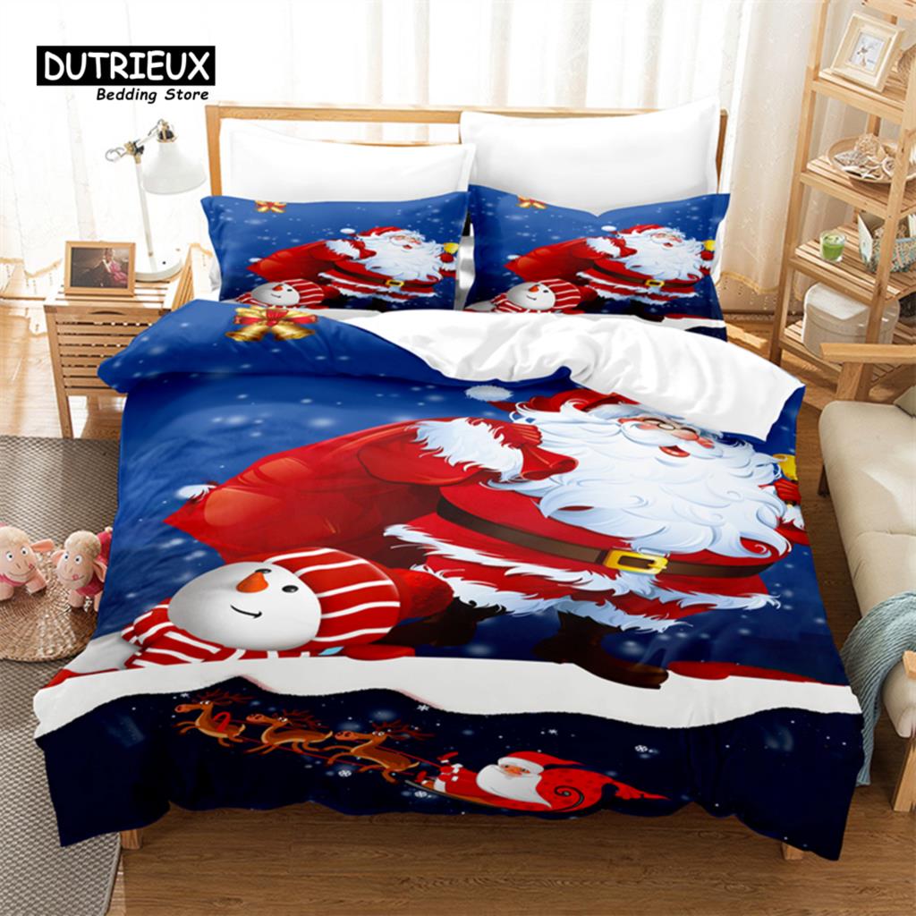Christmas Digital Printing Bedding Set Christmas Santa Duvet Cover Set 3D Bedding Linen Queen Size Fashion Design