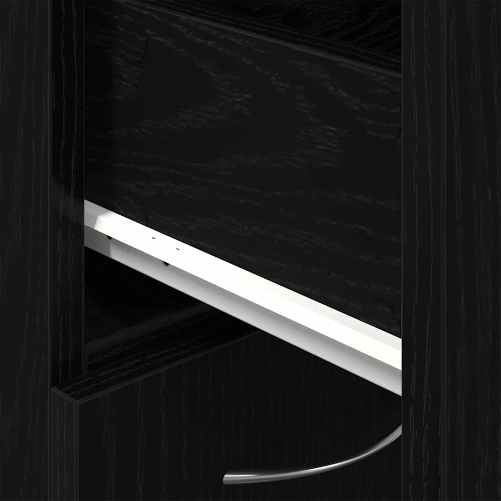 Bathroom Cabinet with Door Black Oak Effect 25 x 25 x 170 cm