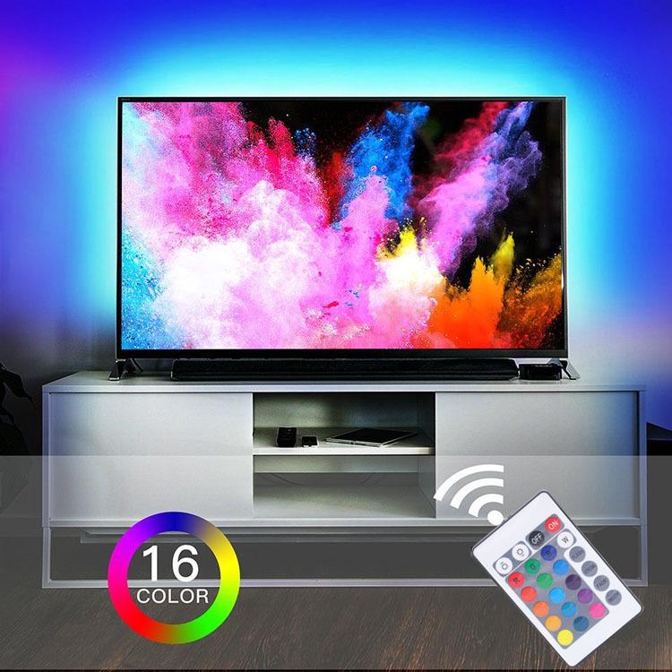LED Strip Kit: 2835 RGB, 5V Waterproof, Bluetooth Remote with 24 Keys, USB-Powered, Breathing Multi-Color Atmosphere Lighting.