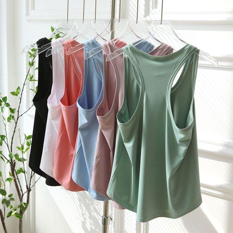 Women's Quick-Dry Sleeveless Yoga T-Shirt - Racerback, Loose, Breathable Fitness Top for Summer Running