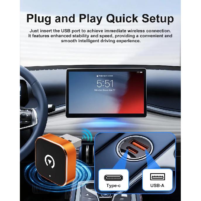 2026 Newest FLIXIVI CarPlay Adapter&Android Auto Adapter Plug and Play for VW Toyota Nissan Ford Benz for Apple & Android Phone