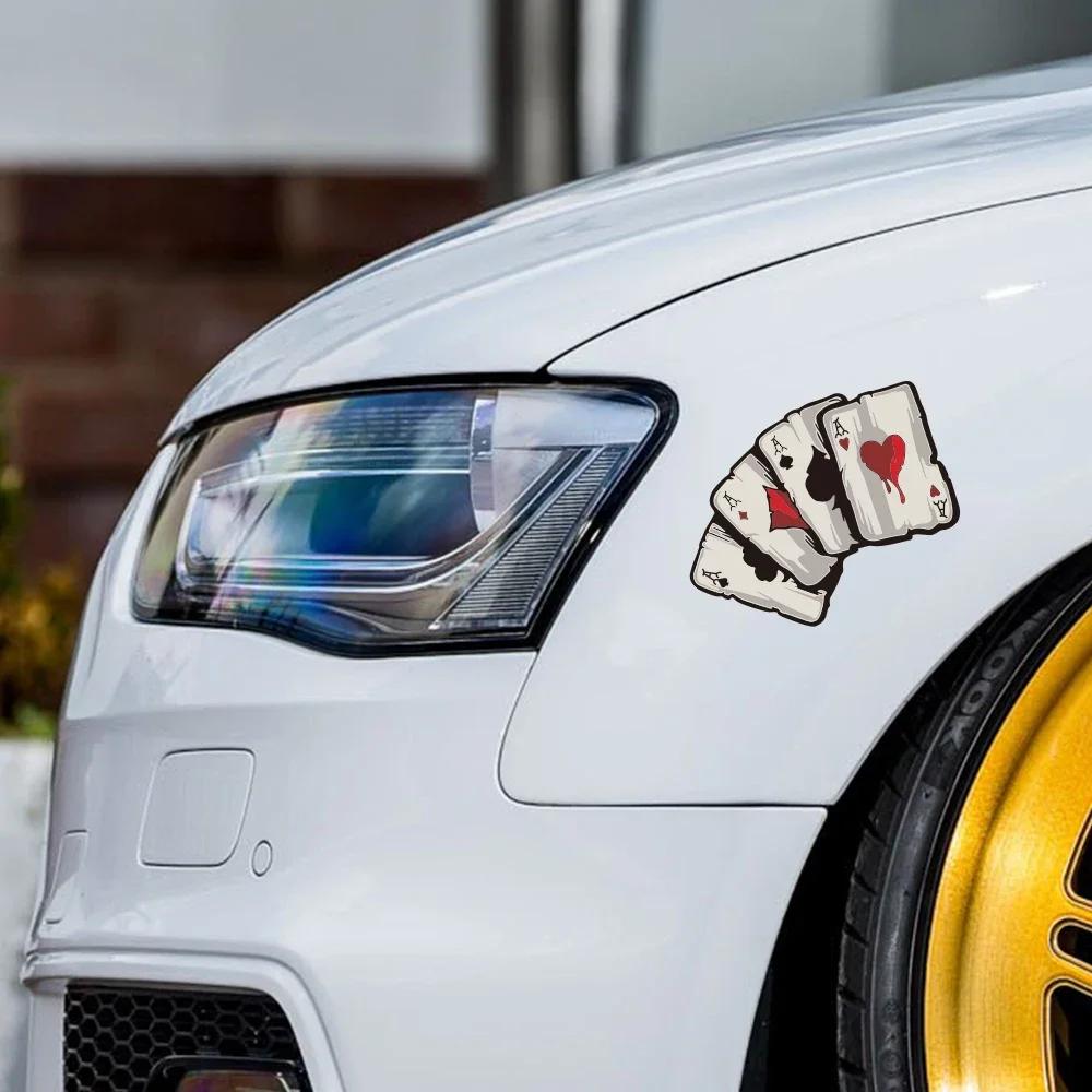 Motorcycle Car Sticker Playing Card A Decals Waterproof Vinyl Decal Accessories For Skoda Seat VW Volkswagen Suzuki Smart Toyota