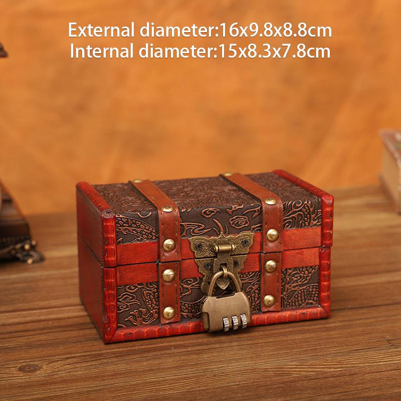 European Style Retro Wooden Lockable Storage Box Wooden Treasure Box Organizer Secret Room Escape Props Decorations Box