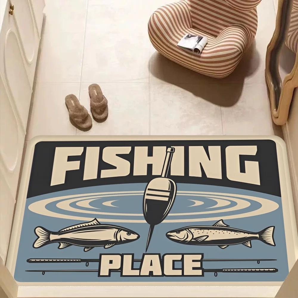 Nash Fishing Logo Floor Mat Bathroom Mat Kids Room Bedroom Decoration Balcony Anti-Slip Doormat Living Room Bedside Area Rugs
