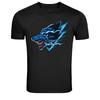 Blue Wolf Head Neon Style Graphic T Shirt Fierce Animal Tee