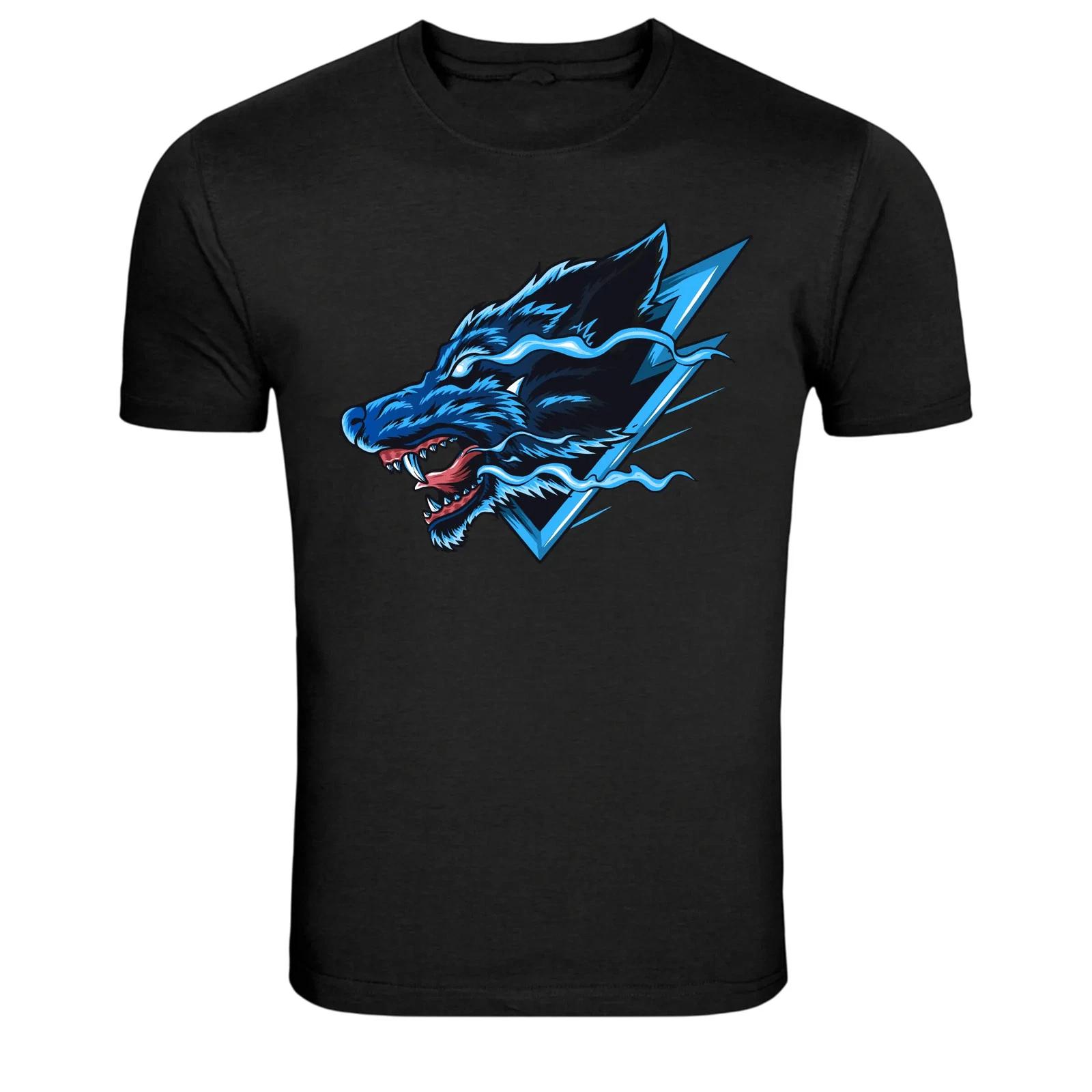 Синяя Воронья Голова Неоновый Стиль Графическая Футболка Яростное Животное Футболка 2XL