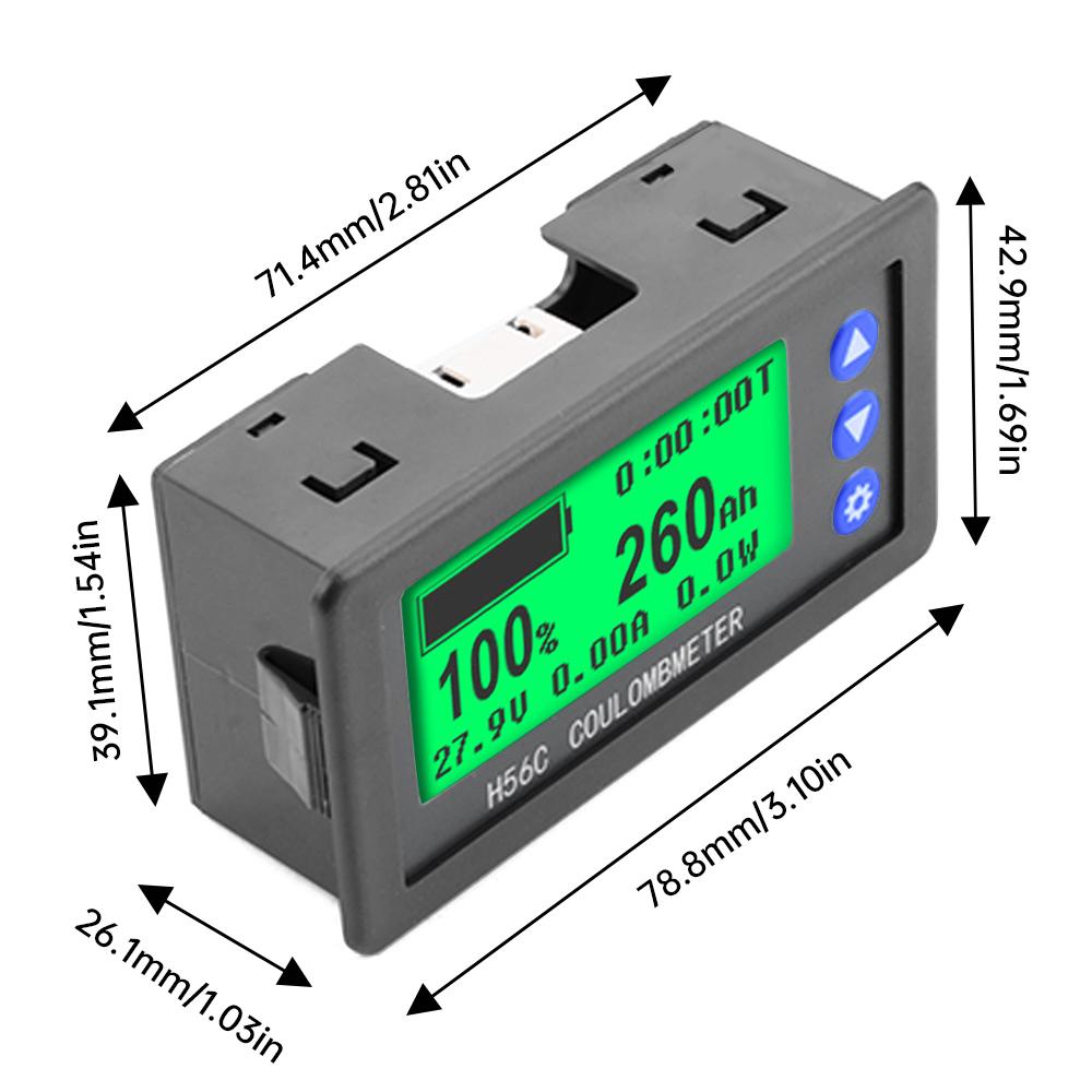 DC 10-100V 100A 200A 300A Medidor de Capacidade de Bateria Coulomb Monitor de Capacidade Testador Coulomb Voltímetro Amperímetro Wattímetro
