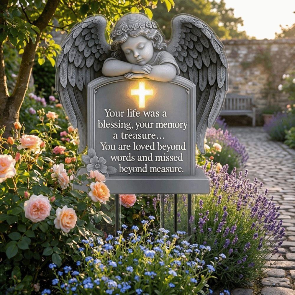 Angel Shaped Angel Garden Stake UV-Resistant Memorial Cherub Yard Sign  Adding Solemn Atmospheres