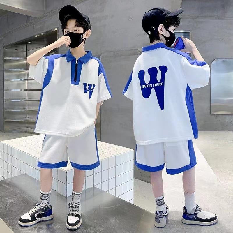 Boys Sports Sets Summer T-Shirt Suit Kids Letters Top Shorts 2 Pieces Fashion Outfit Children Thin Casual Loose Clothes