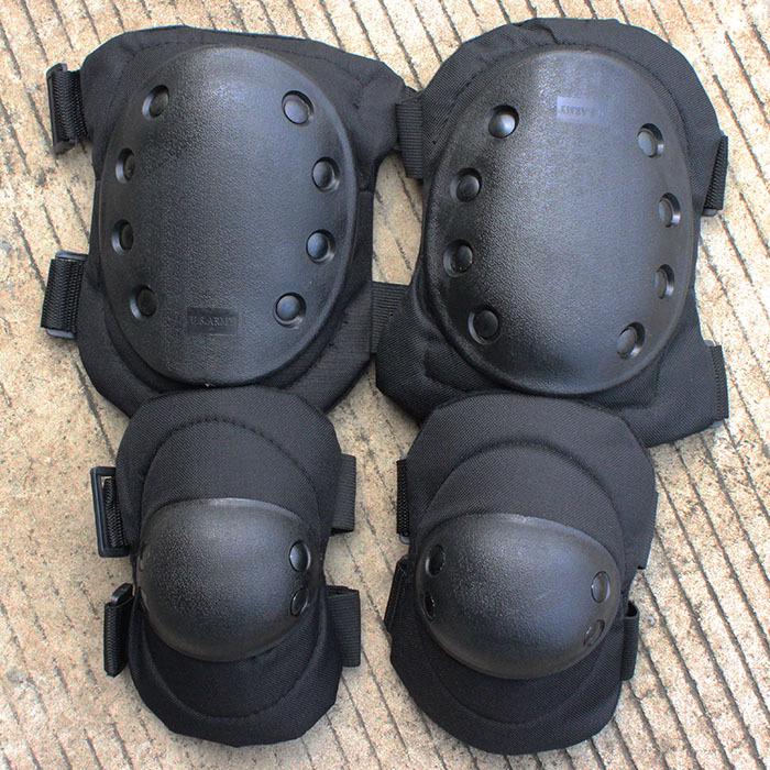 Outdoor Tactical Knee & Elbow Pads Set for Hiking, Military, CS, and Cycling ACU Camouflage