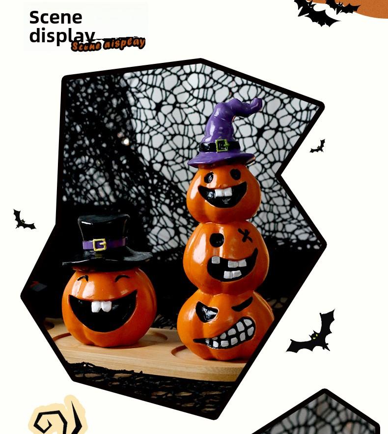 New Arrival Halloween Decorations Smiling Face Scary Pumpkin Resin Ghost Festival Home Party Ornaments