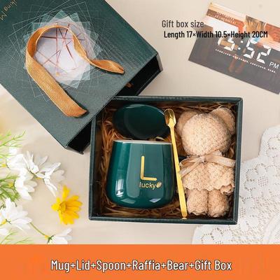 Keramiktassen- und Löffelset mit Deckel und Handtuch - Personalisierbare Geschenkbox