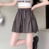 Women's Summer Thin Skirt Yoga Pants Ice Silk Wide Leg Shorts Solid Color Pocket Lace Up Short Pants
