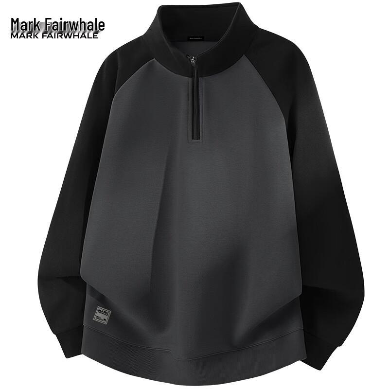 Mark Fairwhale Men s Color-block Half-Zip Stand-Collar Sweatshirt 2XL