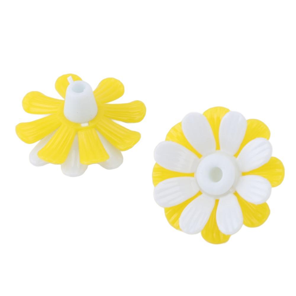 30sets Yellow + White Bird Feeder Replacement Parts Plastic Feeding Ports Flowers  Hanging Feeder