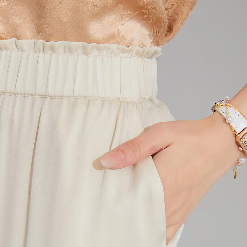 Women's Mulberry Silk Blend Straight-Leg Casual Pants