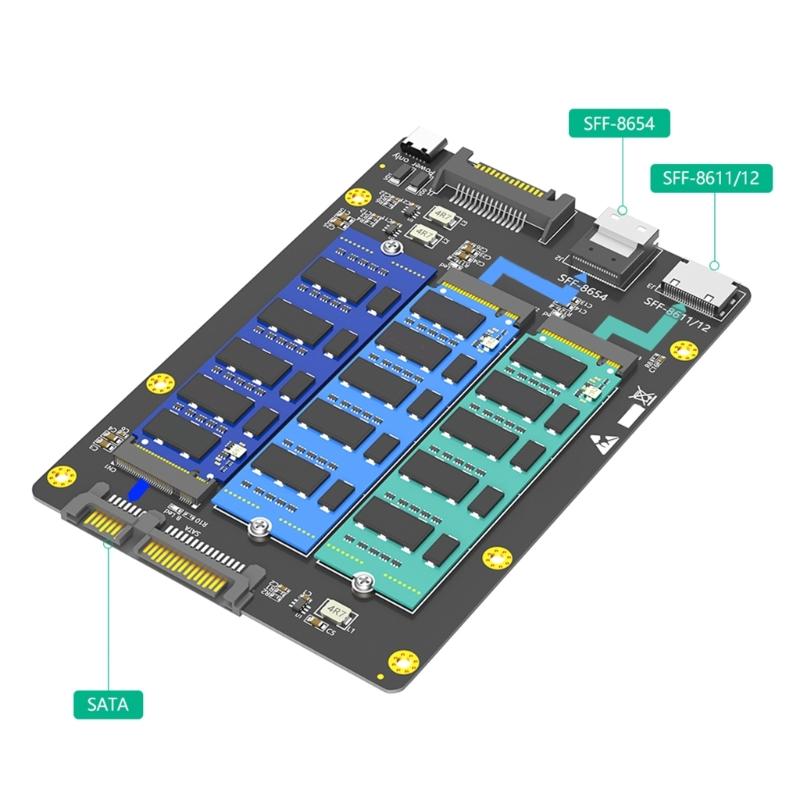 3 in 1 Solid Disk to SFF-8611/8612 SFF-8654 Converter Board Multiple Function for PC Connection Efficient Adapter