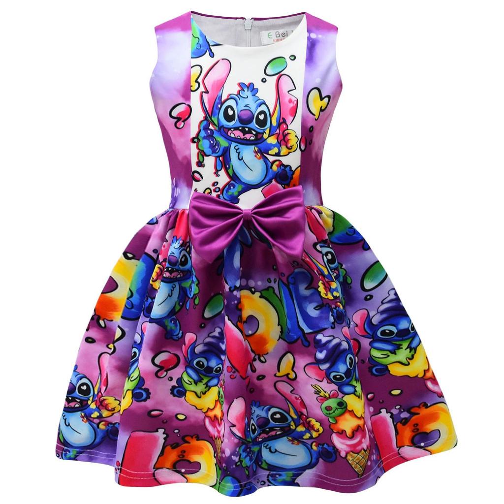 New Summer Products, Interstellar Baby Stitch Girl Dress Dress, Medium Older Children'S Bow Princess Dress