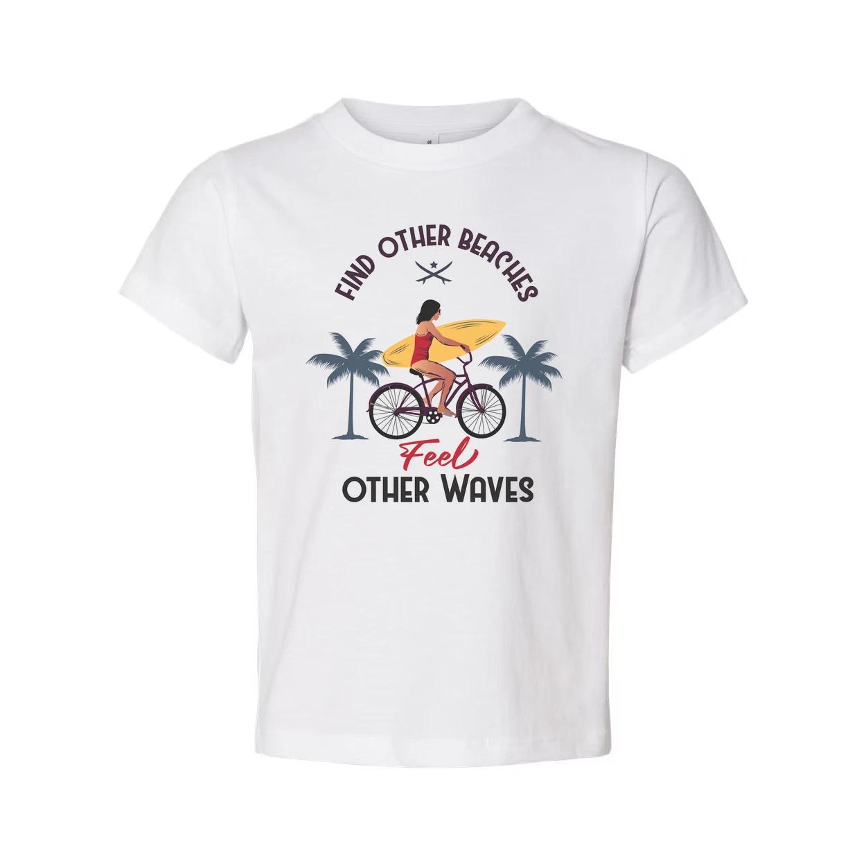 

Unisex Surfing Graphic Tee With Surfboard Ride And Palm Trees On Beach Scene For 2XL