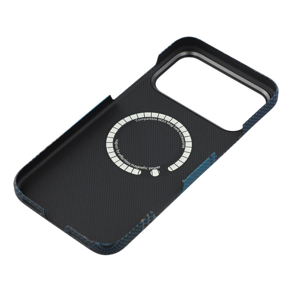 Etui na iPhone 17 Pro Max Gradientowe Włókno Aramidowe Magnetyczne Etui na Telefon z Metalową Ramką na Obiektyw